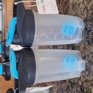 Lot of 2 Kolorae 16 oz shaker cup New BPA free mixing balls dishwasher safe blue